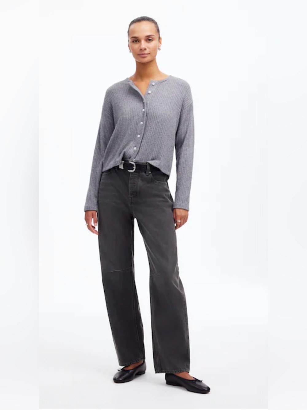 Madewell The Petite Darted Barrel-Leg Jean